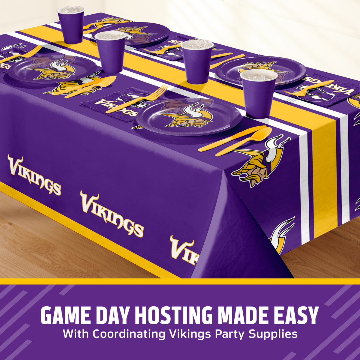 Officially Licensed Minnesota Vikings NFL Football Tablecloths 12 ct Bulk