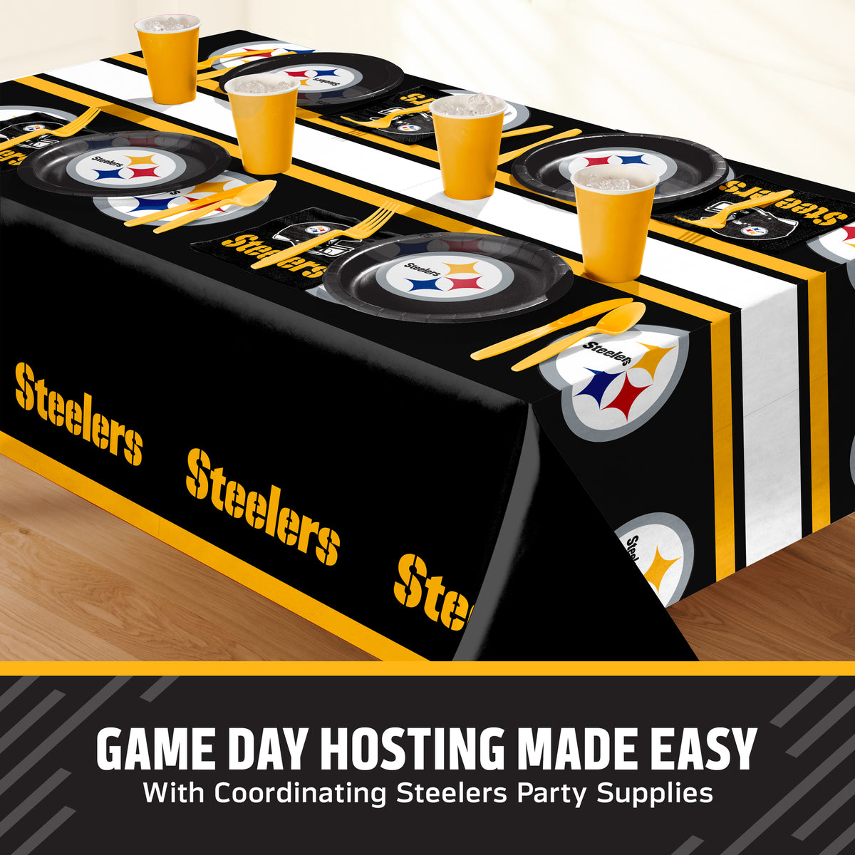Officially Licensed Pittsburgh Steelers NFL Football Tablecloths 12 ct Bulk