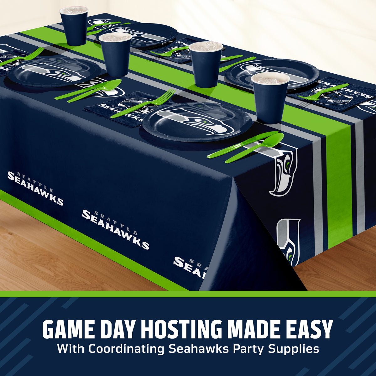 Officially Licensed Seattle Seahawks NFL Football Dinner Plates 96 ct Bulk
