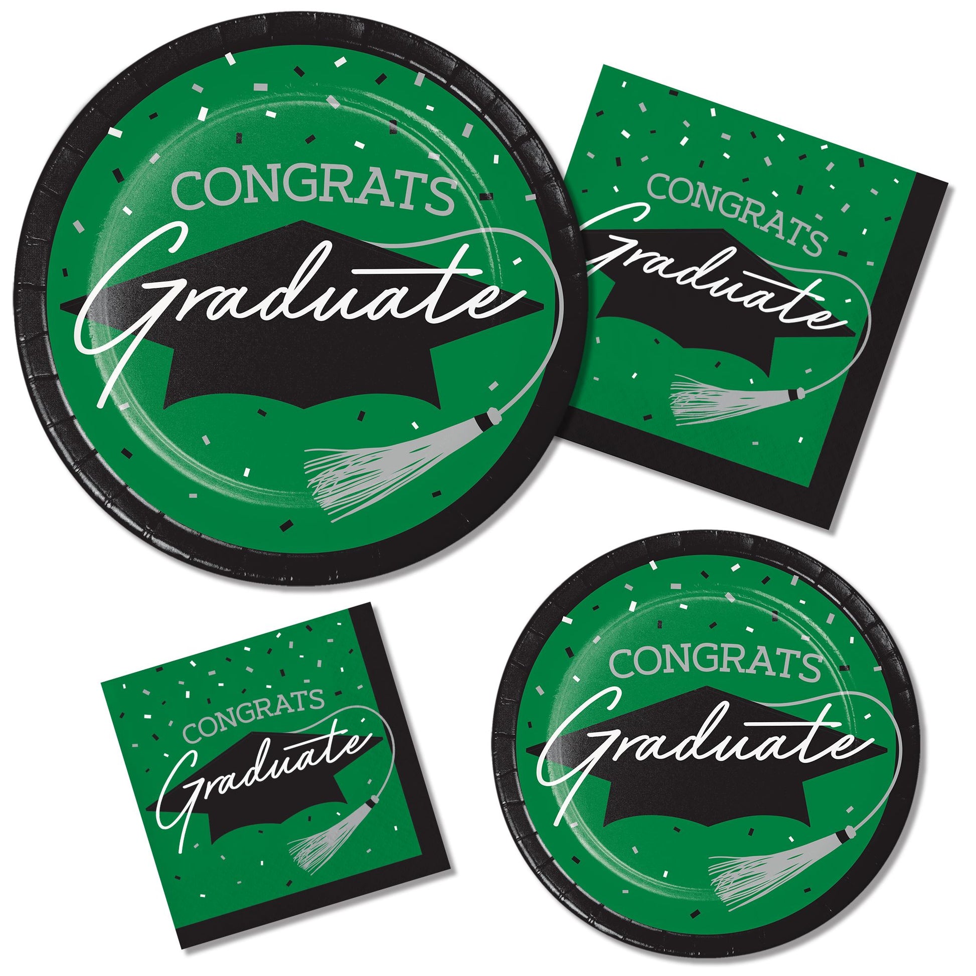 School Spirit Green Graduation Dessert Paper Plates 180 ct Lifestyle Image