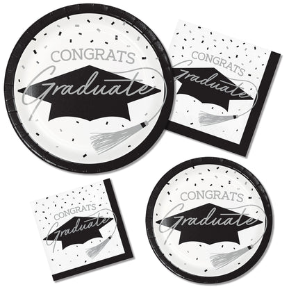 School Spirit White Graduation Dessert Paper Plates 180 ct Lifestyle Image