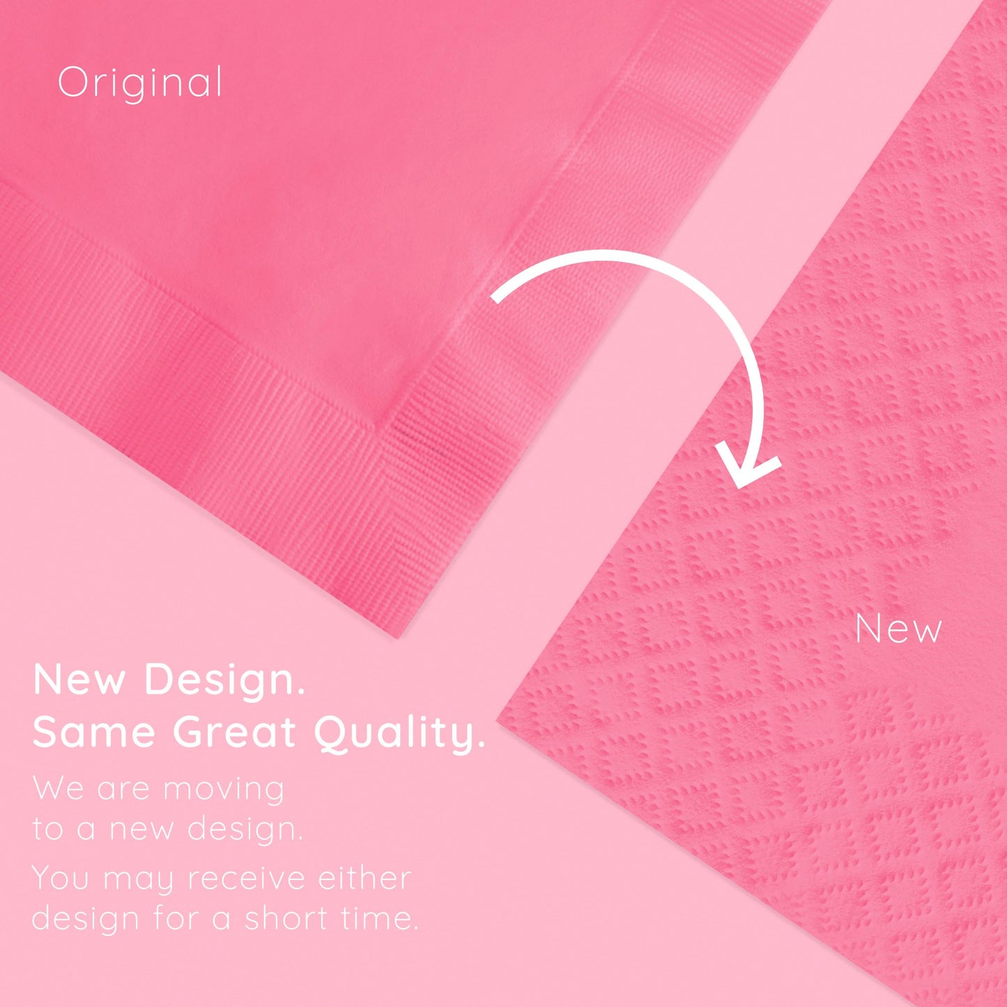 Candy Pink 2-Ply Beverage Napkins 600 ct Emboss Callout Image