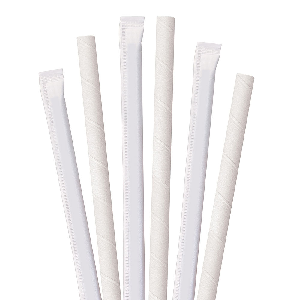 8.5 Wrapped White Bubble Tea Paper Straws - 960 Ct.