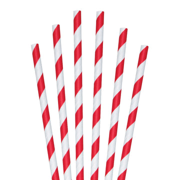 7.75" Red Striped Jumbo Paper Straws - 4800 ct.