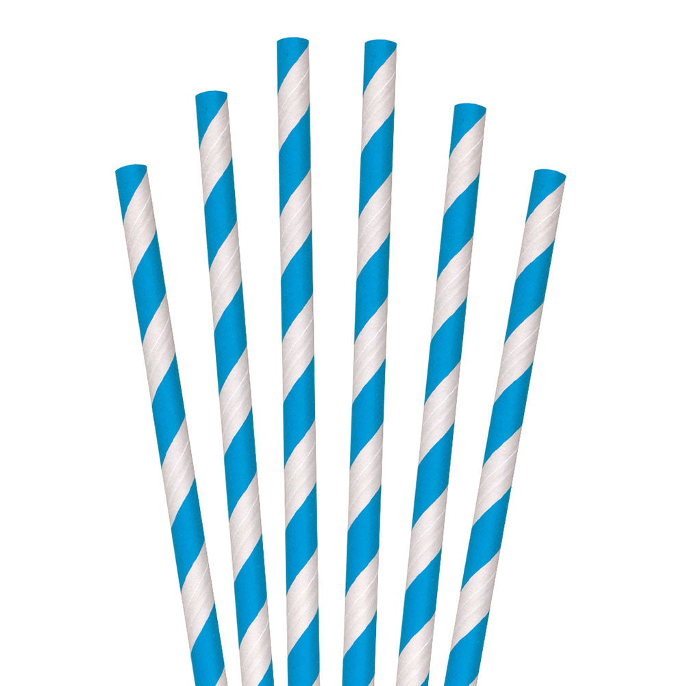 10 Blue Striped Jumbo Paper Straws - 4800 Ct.