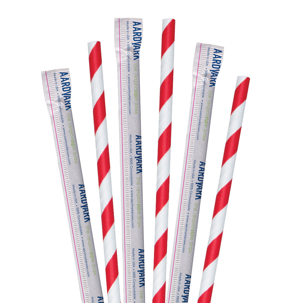 Paper 7.75-Inch Drinking Straws - Red White and Blue Stripes: 25-Piece Pack