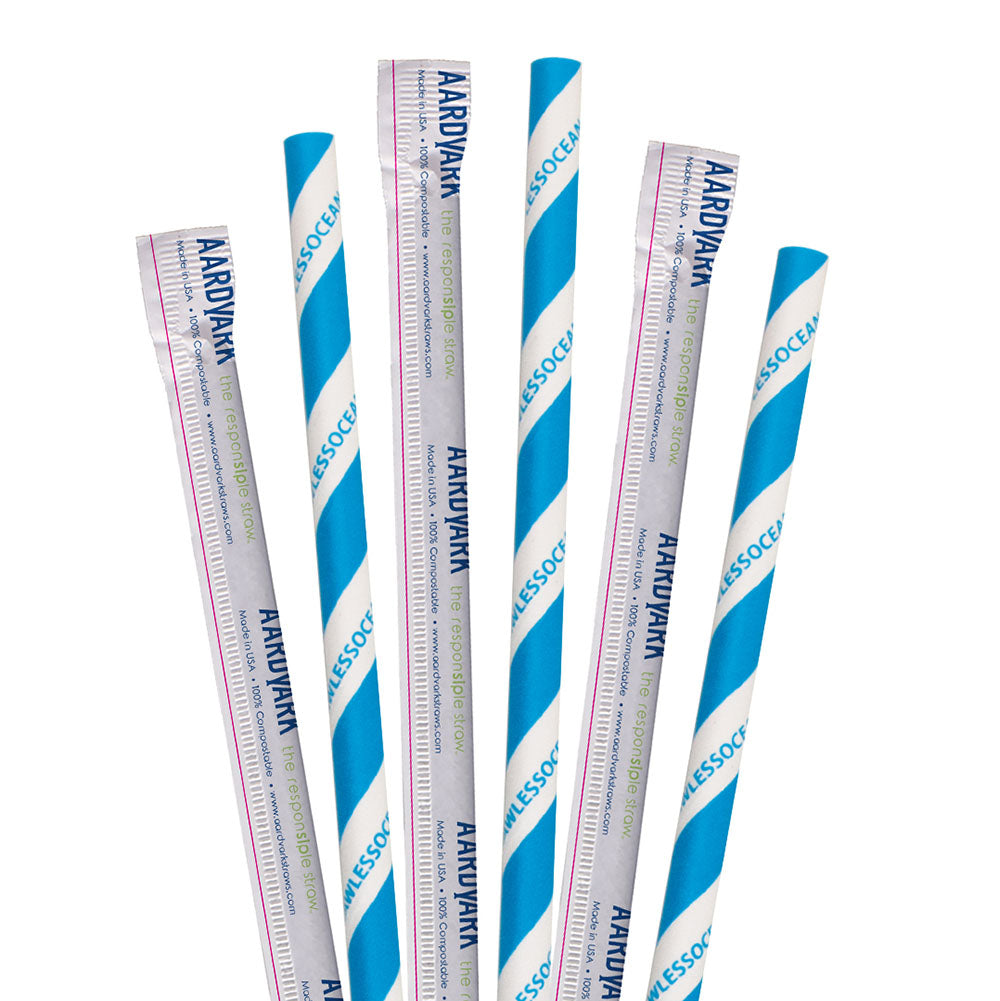 10" Wrapped StrawLESS OCEAN Jumbo Paper Straws - 3200 ct.