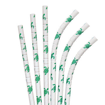 7.75" Sea Turtle Eco-Flex Retail Packs Paper Straws - 24 ct.