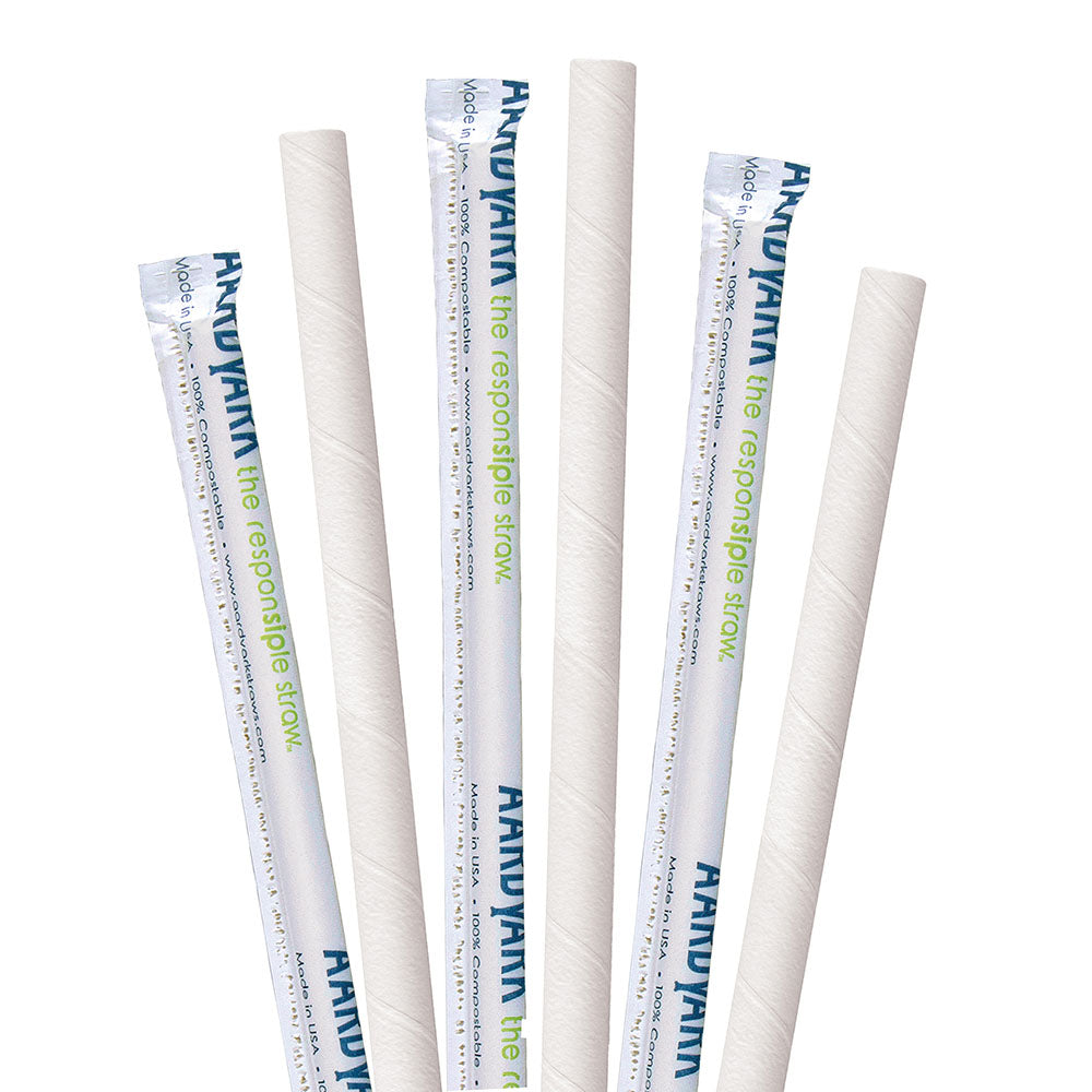 8.5" Wrapped White Colossal Paper Straws - 1200 ct.