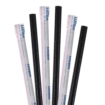 10" Wrapped Black Giant Paper Straws - 2400 ct.