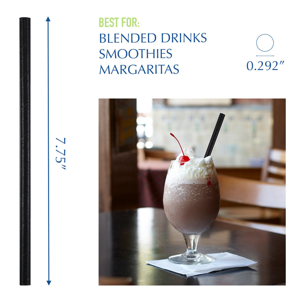 7.75" Wrapped Black Giant Paper Straws - 2400 ct.