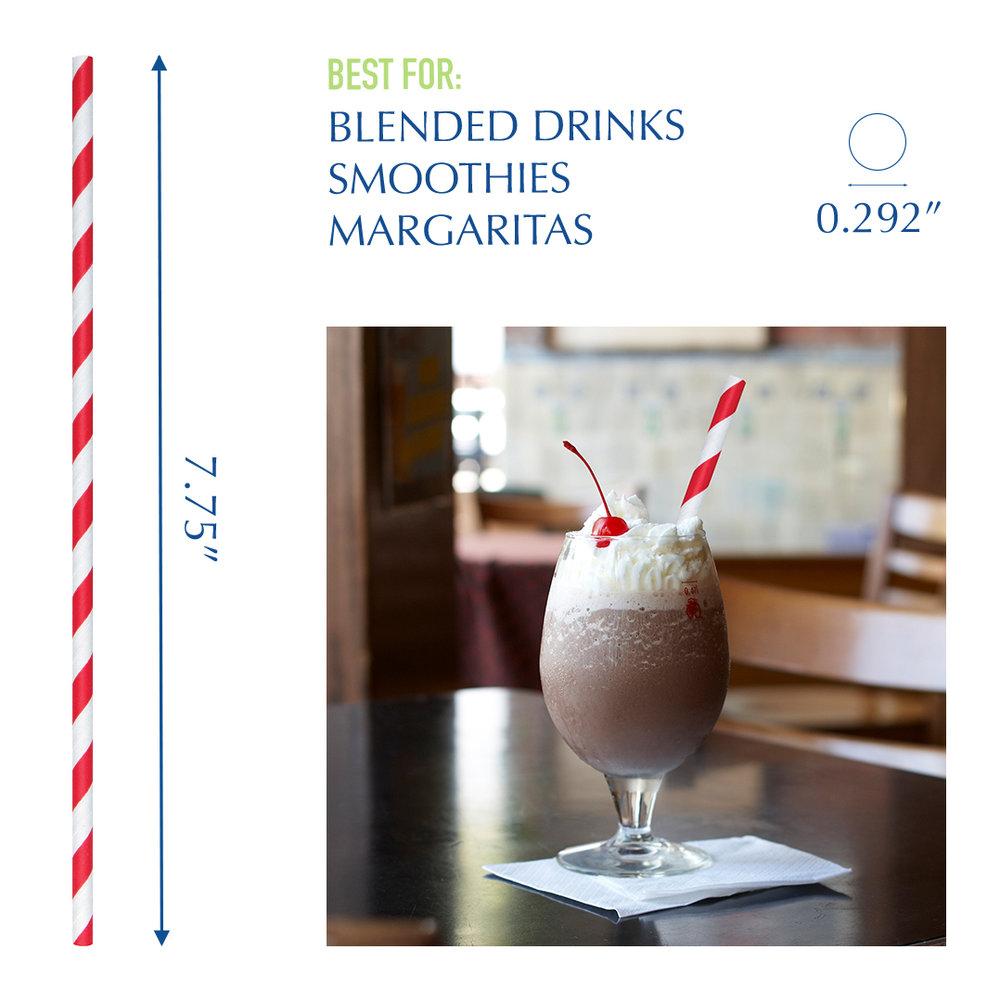 7.75" Wrapped Red Striped Giant Paper Straws - 2400 ct.