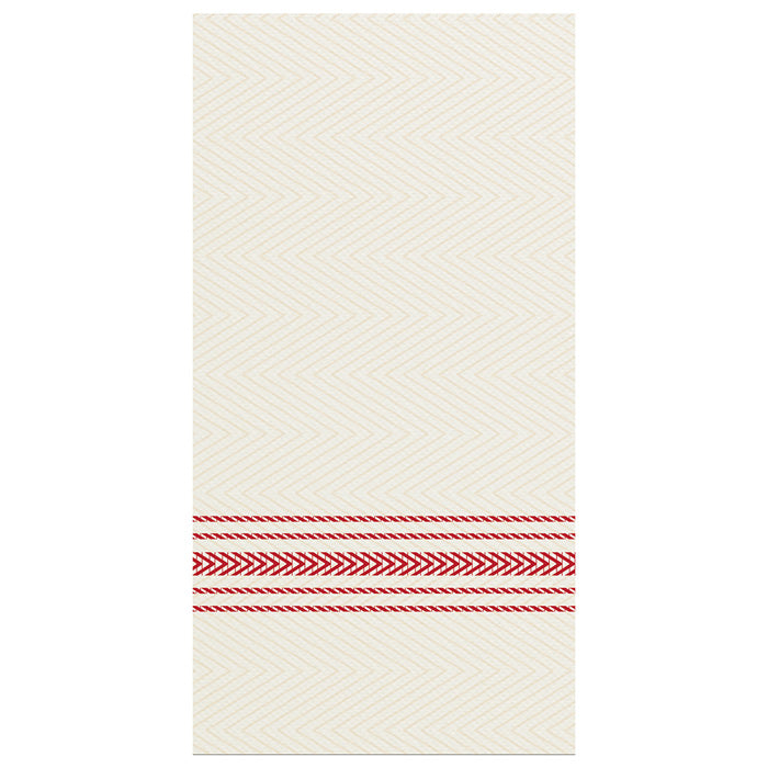 8" x 4" FashnPoint White and Red Stripe Dinner Napkins 800 ct