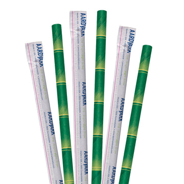 7.75" Wrapped Bamboo Jumbo Paper Straws - 3200 ct.