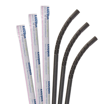 7.75" Wrapped Black Eco-Flex Paper Straws - 3200 ct.