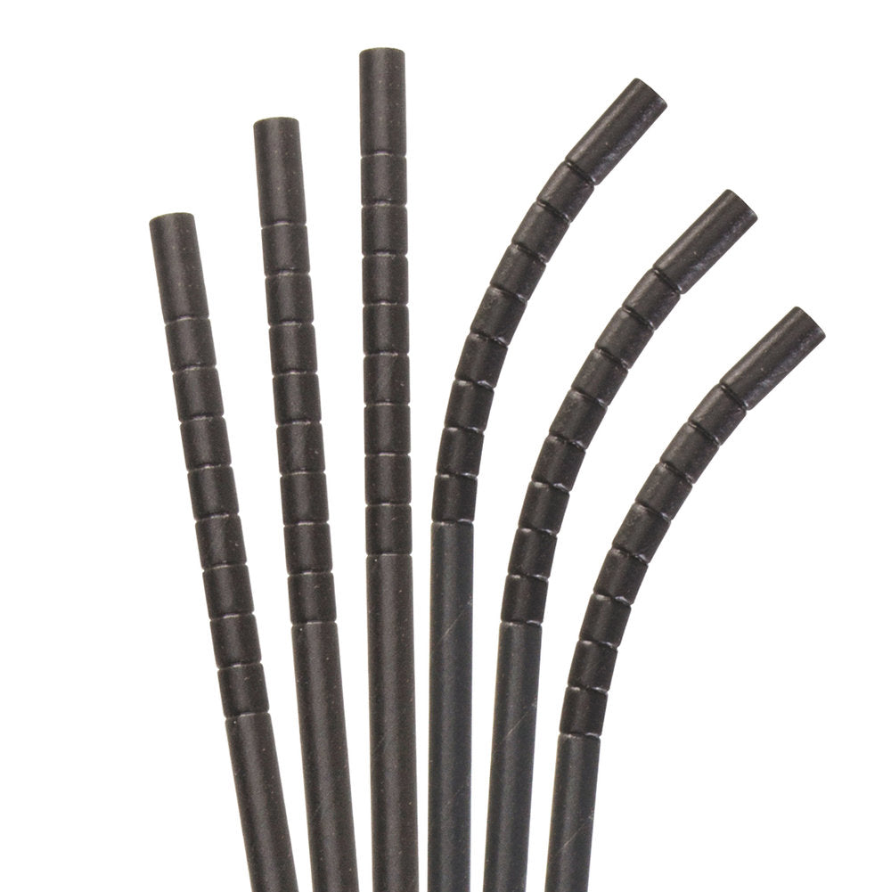 7.75" Black Eco-Flex Paper Straws - 4800 ct.