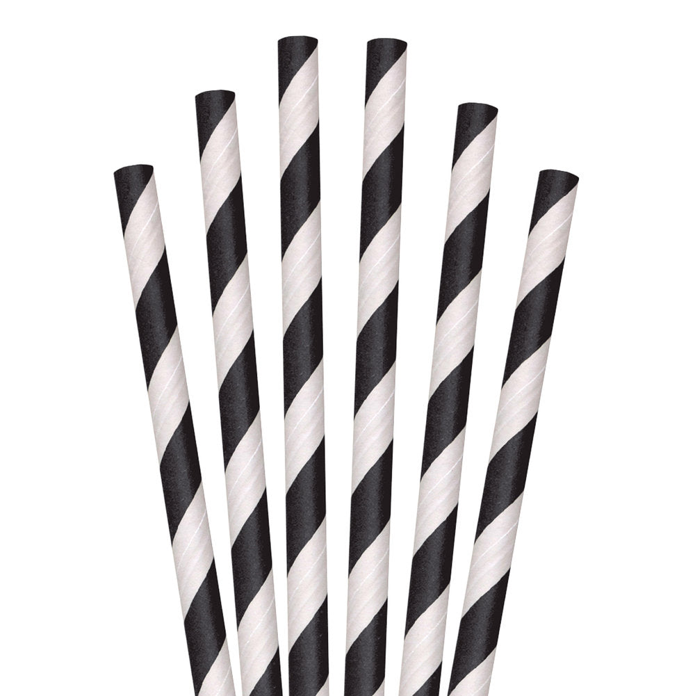 Black with White Stars 25pc Paper Straws