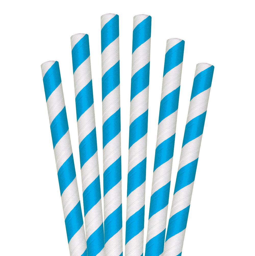 [10mm Wide] 8.5 inch Colossal Paper Straws for Smoothie & Milkshake - Colorful Stripes (Pack of 100)