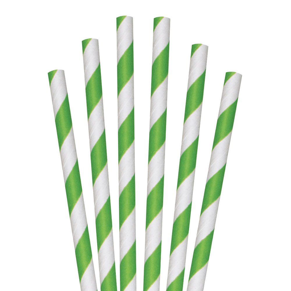 Aardvark Unwrapped Green Striped Giant Paper Straw, 7.75 inch -- 2800 per  case