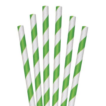 7.75" Green Striped Giant Paper Straws - 2800 ct.