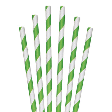 7.75" Green Striped Jumbo Paper Straws - 4800 ct.
