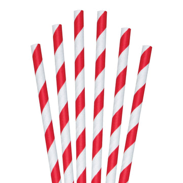 10" Red Striped Giant Paper Straws - 2800 ct.