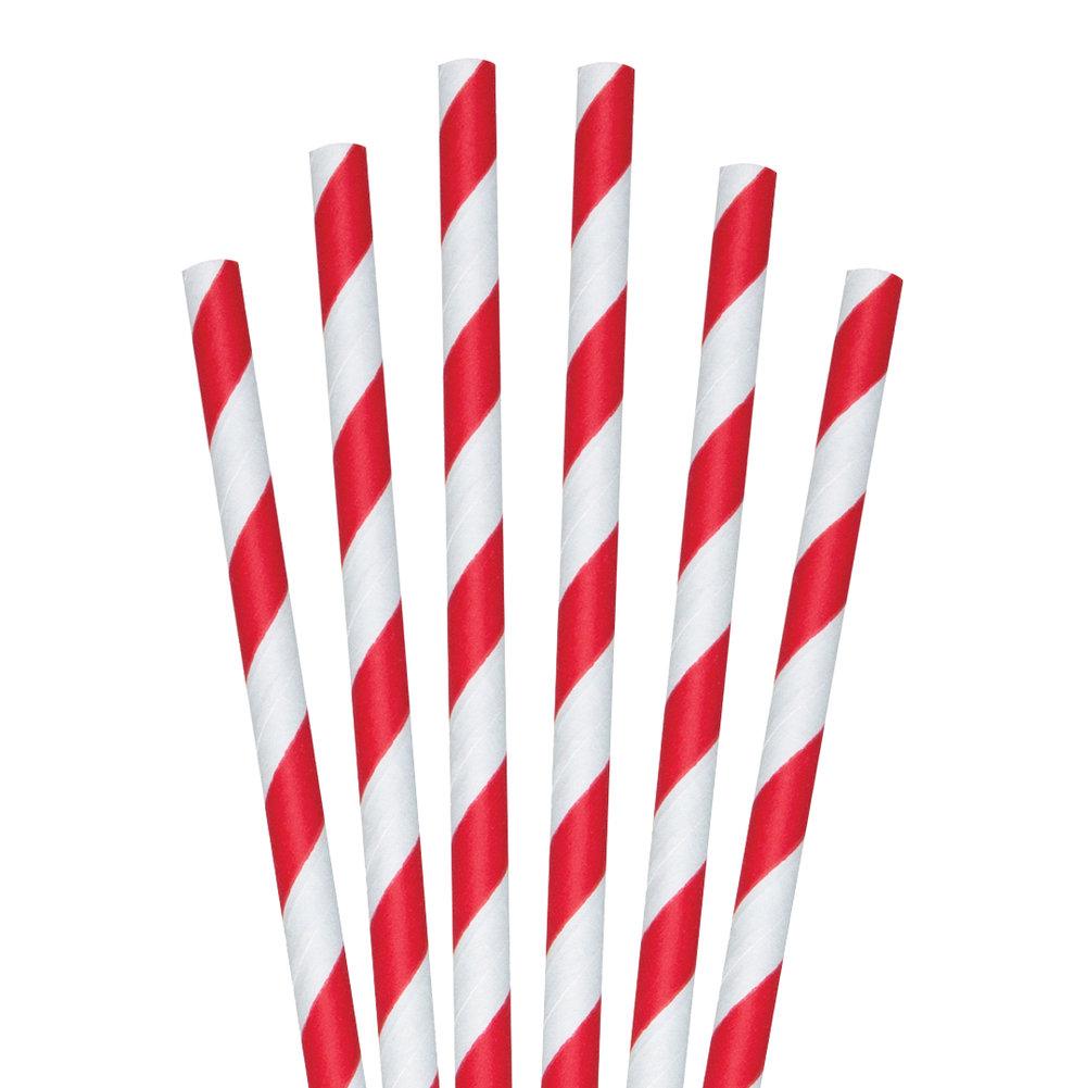 7.75" Red Striped Giant Paper Straws - 2800 ct.