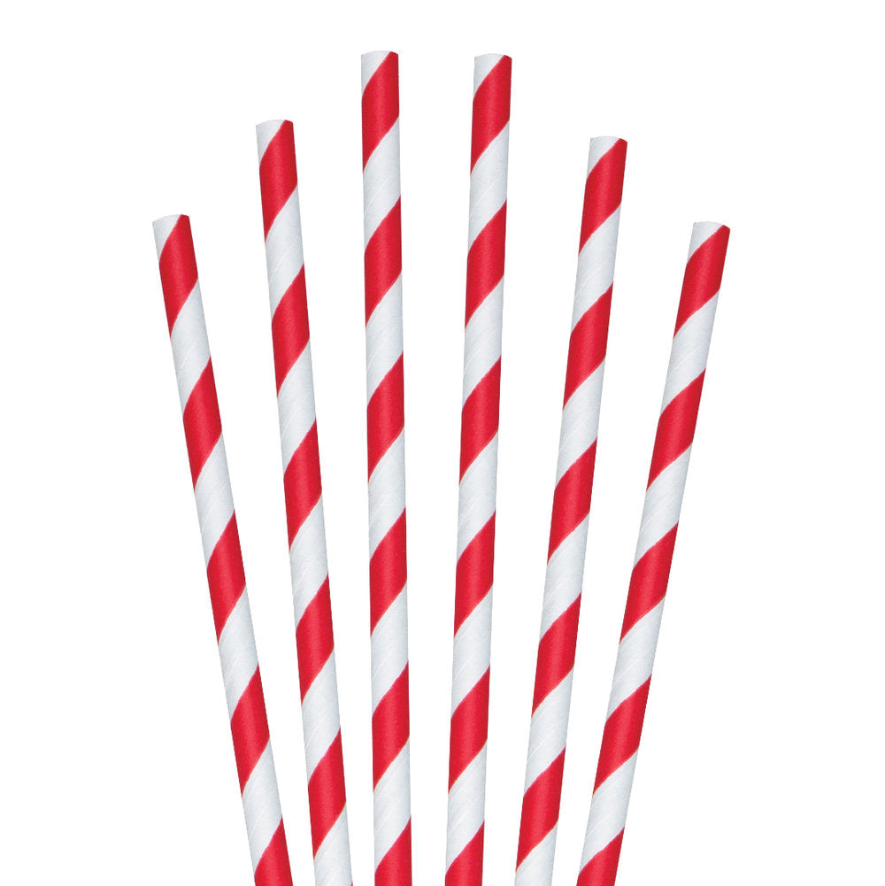 10" Red Striped Jumbo Paper Straws - 4800 ct.