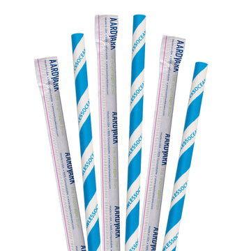 7.75" Wrapped StrawLESS OCEAN Jumbo Paper Straws - 3200 ct.