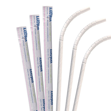 7.75" Wrapped White Eco-Flex Paper Straws - 3200 ct.