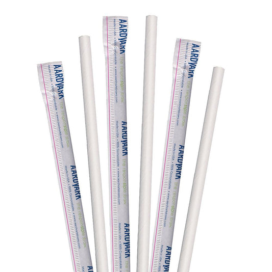10" Wrapped White Jumbo Paper Straws - 3200 ct.