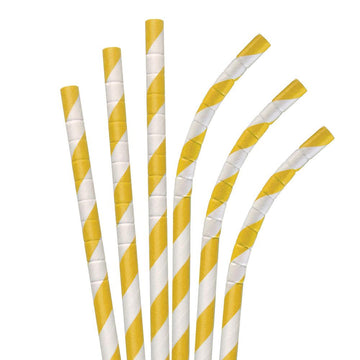 7.75" Yellow Striped Eco-Flex Paper Straws - 4800 ct.