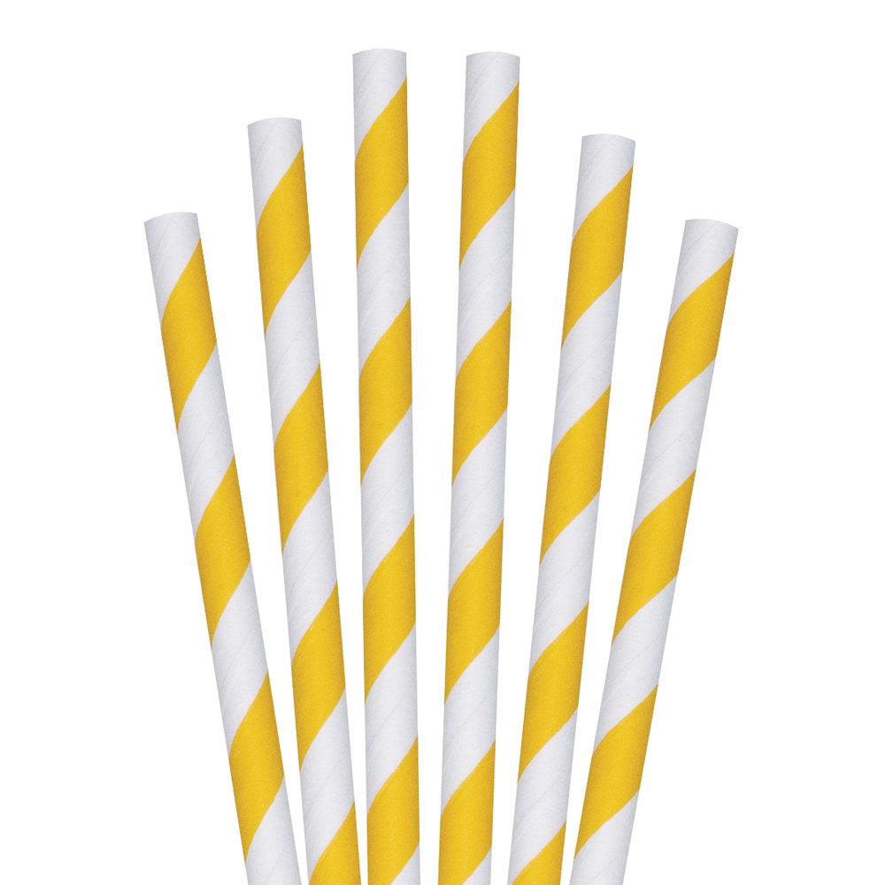 7.75" Yellow Striped Giant Paper Straws - 2800 ct.