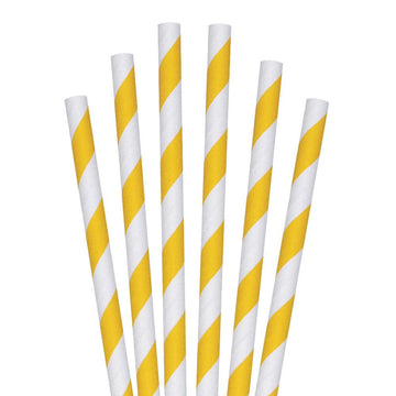 10" Yellow Striped Jumbo Paper Straws - 4800 ct.