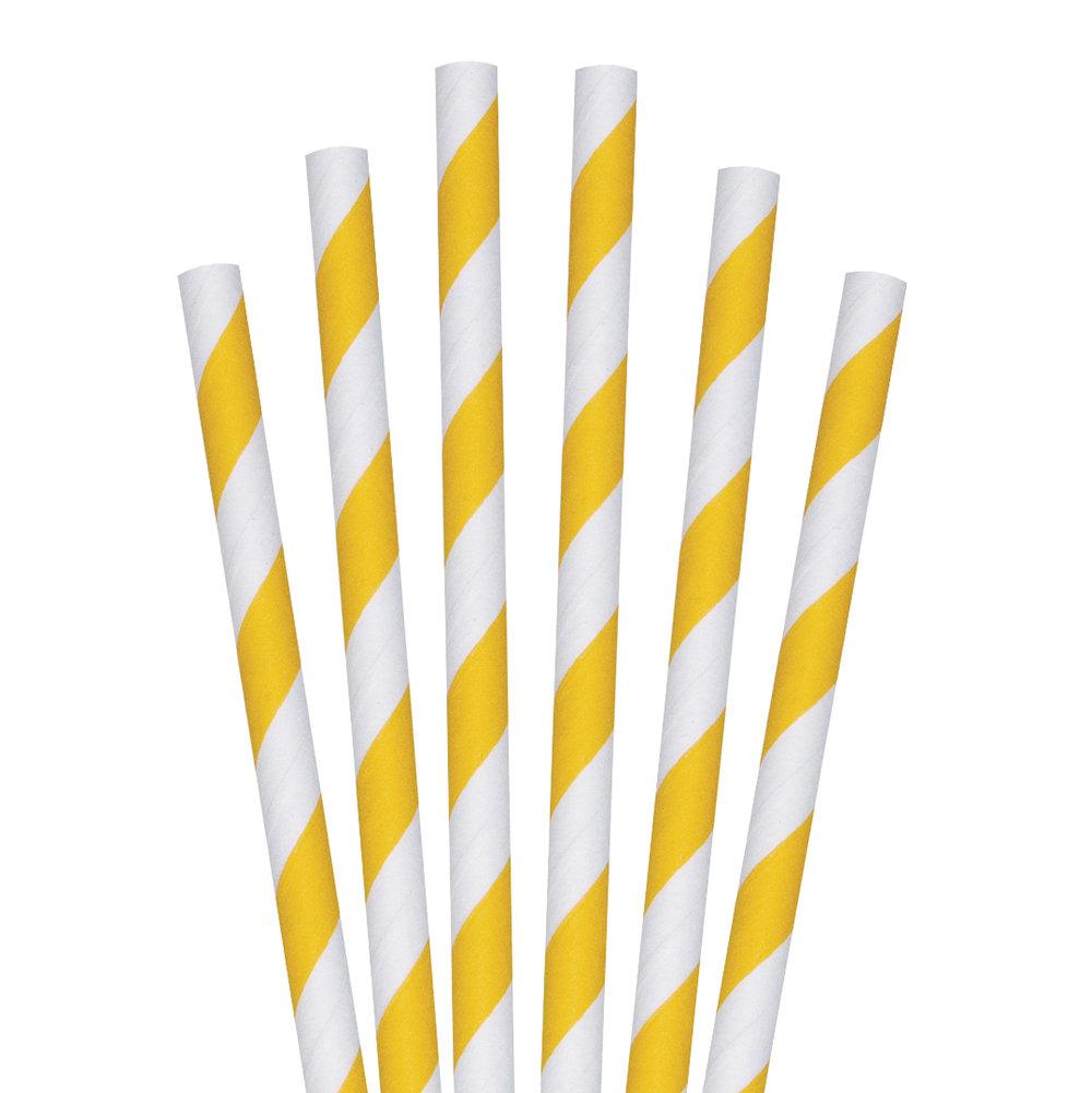 7.75" Yellow Striped Jumbo Paper Straws - 4800 ct.