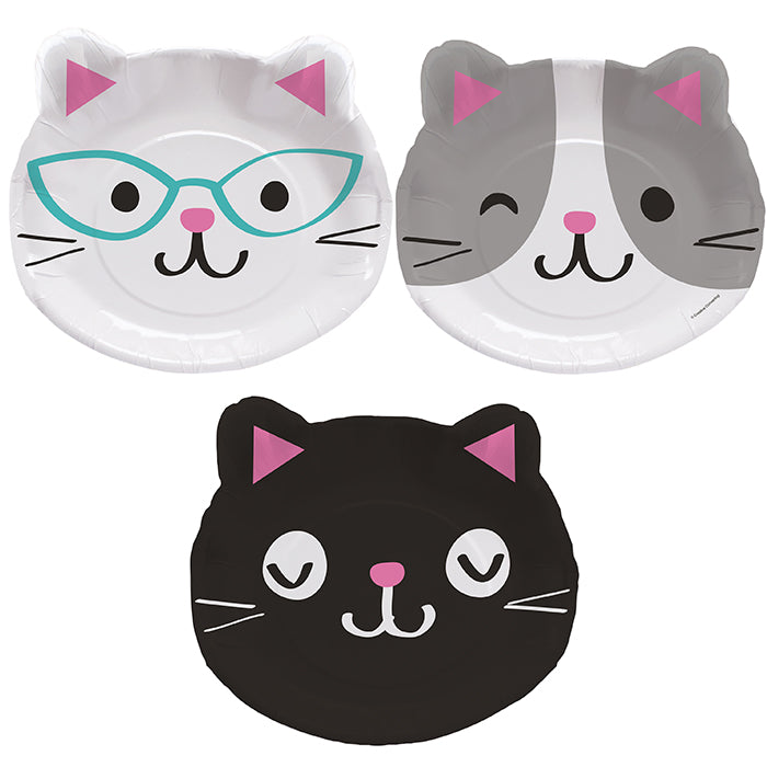 Cat Party Assorted Kitten Shaped Dinner Plates 96 ct