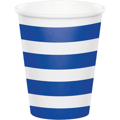 Cobalt Blue Polka Dots and Stripes Paper Cups 96 ct