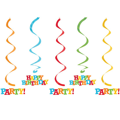 Happy Birthday Swirl Decorations 30 ct