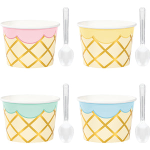 Ice Cream Party Treat Cups with Spoons 96 ct