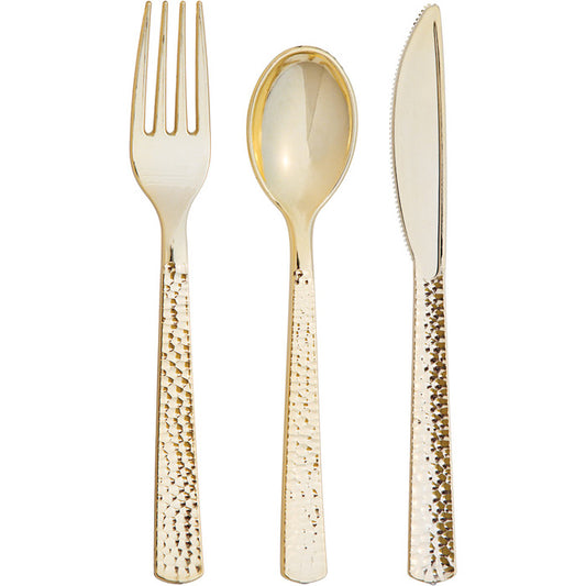 Metallic Gold Hammered Assorted Cutlery 288 ct